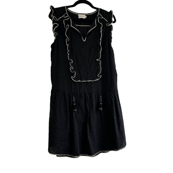 Flannel Australia Black Embroidered Ruffle Top Size Samll - Picture 1 of 9